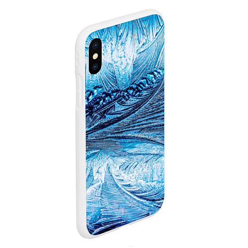 Чехол iPhone XS Max матовый Ледяной узор / 3D-Белый – фото 2