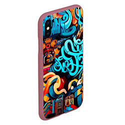 Чехол iPhone XS Max матовый Abstract graffiti - ai art, цвет: 3D-малиновый — фото 2