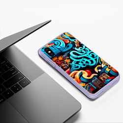 Чехол iPhone XS Max матовый Abstract graffiti - ai art, цвет: 3D-светло-сиреневый — фото 2