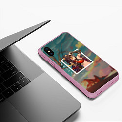 Чехол iPhone XS Max матовый Дэхья на фоне природы, цвет: 3D-розовый — фото 2