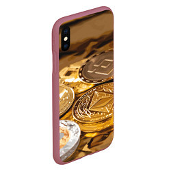 Чехол iPhone XS Max матовый Виртуальные монеты, цвет: 3D-малиновый — фото 2