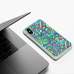 Чехол iPhone XS Max матовый Узоры метаморфозы, цвет: 3D-салатовый — фото 2