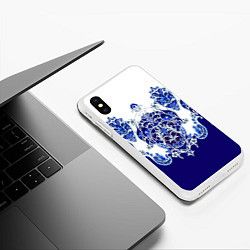 Чехол iPhone XS Max матовый Узор из сапфиров, цвет: 3D-белый — фото 2