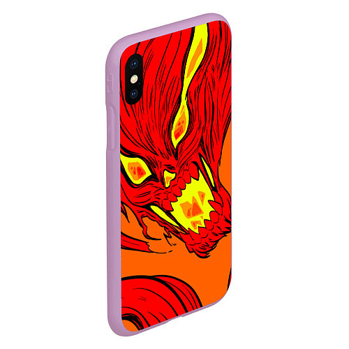 Чехол iPhone XS Max матовый Пламенный череп / 3D-Сиреневый – фото 2