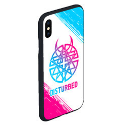 Чехол iPhone XS Max матовый Disturbed neon gradient style, цвет: 3D-черный — фото 2