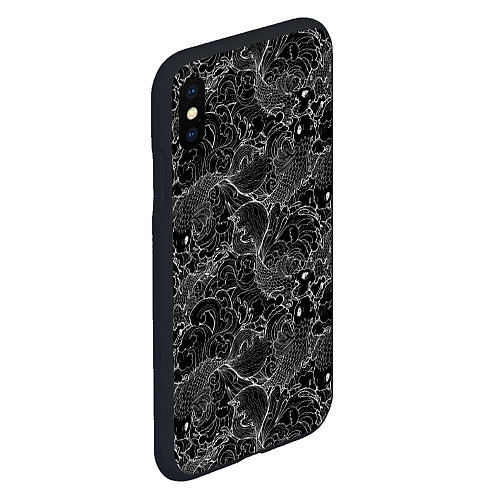 Чехол iPhone XS Max матовый Бойцовые рыбки на волнах / 3D-Черный – фото 2