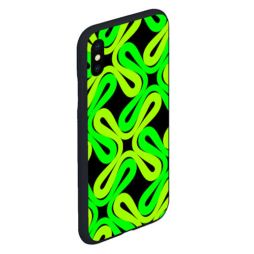 Чехол iPhone XS Max матовый Кислотные узоры / 3D-Черный – фото 2