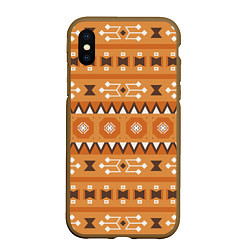 Чехол iPhone XS Max матовый Brown tribal geometric