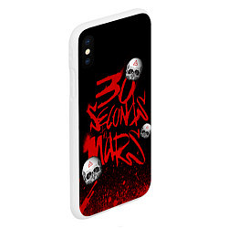 Чехол iPhone XS Max матовый Thirty seconds to mars skulls, цвет: 3D-белый — фото 2