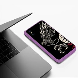 Чехол iPhone XS Max матовый Japanese dragon - irezumi - art, цвет: 3D-фиолетовый — фото 2