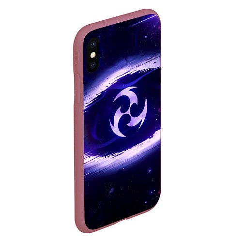 Чехол iPhone XS Max матовый Genshin Impact Raiden sign / 3D-Малиновый – фото 2