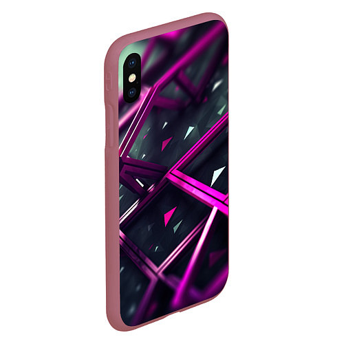 Чехол iPhone XS Max матовый Фиолетовая абстрактная конструкция / 3D-Малиновый – фото 2