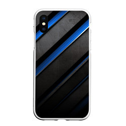 Чехол iPhone XS Max матовый Black blue lines