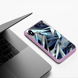Чехол iPhone XS Max матовый Абстрактные осколки голубого цвета, цвет: 3D-сиреневый — фото 2