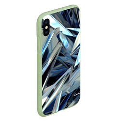 Чехол iPhone XS Max матовый Абстрактные осколки голубого цвета, цвет: 3D-салатовый — фото 2