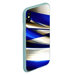 Чехол iPhone XS Max матовый Blue white abstract, цвет: 3D-мятный — фото 2