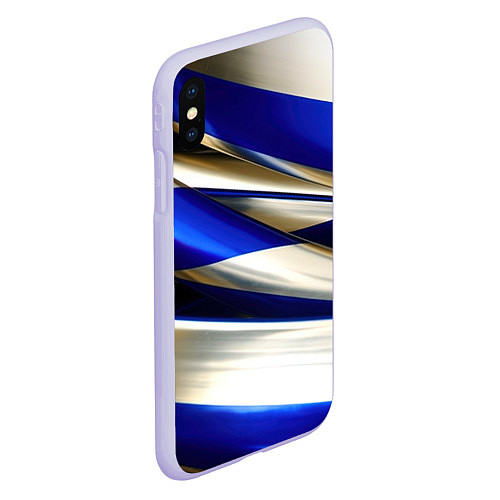 Чехол iPhone XS Max матовый Blue white abstract / 3D-Светло-сиреневый – фото 2