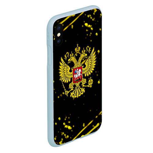 Чехол iPhone XS Max матовый Россия империя герб рф / 3D-Голубой – фото 2