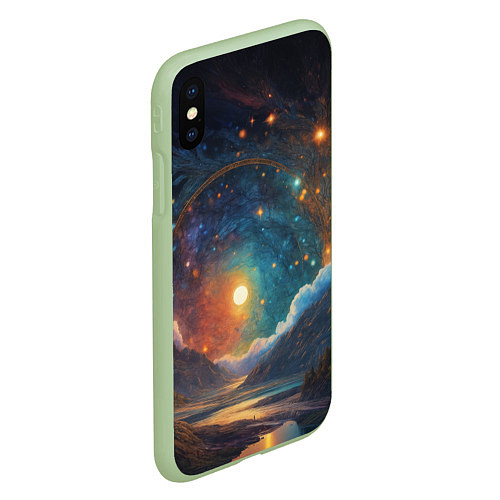 Чехол iPhone XS Max матовый Абстрактный фантастический пейзаж / 3D-Салатовый – фото 2