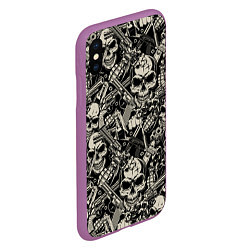 Чехол iPhone XS Max матовый Черепа и вооружение, цвет: 3D-фиолетовый — фото 2