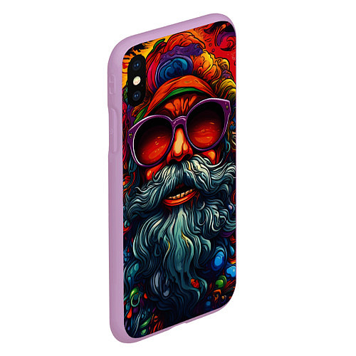 Чехол iPhone XS Max матовый Хайповый дед Мороз / 3D-Сиреневый – фото 2