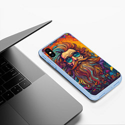 Чехол iPhone XS Max матовый Стильный хиппи в очках, цвет: 3D-голубой — фото 2