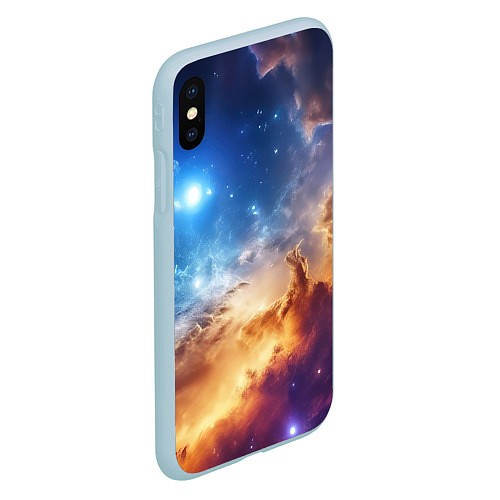 Чехол iPhone XS Max матовый Оранжевая небула космос / 3D-Голубой – фото 2