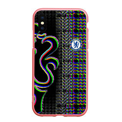 Чехол iPhone XS Max матовый Chelsea fc glitch