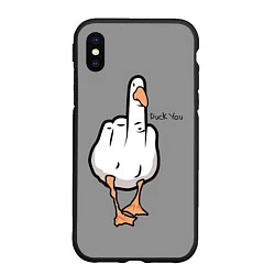 Чехол iPhone XS Max матовый Duck you, цвет: 3D-черный