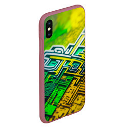 Чехол iPhone XS Max матовый Криптоабстракция, цвет: 3D-малиновый — фото 2