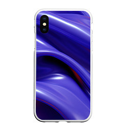 Чехол iPhone XS Max матовый Фиолетовые абстрактные волны, цвет: 3D-белый