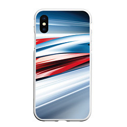 Чехол iPhone XS Max матовый Белая синяя красная абстракция, цвет: 3D-белый