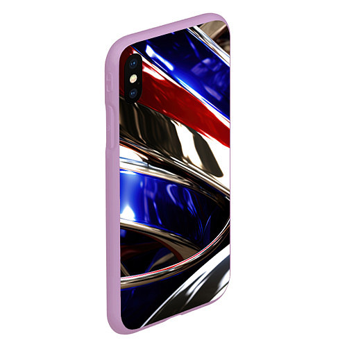 Чехол iPhone XS Max матовый Металлические абстрактные вставки / 3D-Сиреневый – фото 2