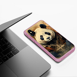 Чехол iPhone XS Max матовый Панда арт-портрет, цвет: 3D-розовый — фото 2