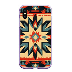 Чехол iPhone XS Max матовый Орнамент в стиле американских индейцев, цвет: 3D-светло-сиреневый