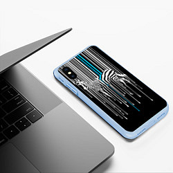 Чехол iPhone XS Max матовый Штрихкод зебра, цвет: 3D-голубой — фото 2