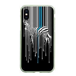 Чехол iPhone XS Max матовый Штрихкод зебра, цвет: 3D-салатовый