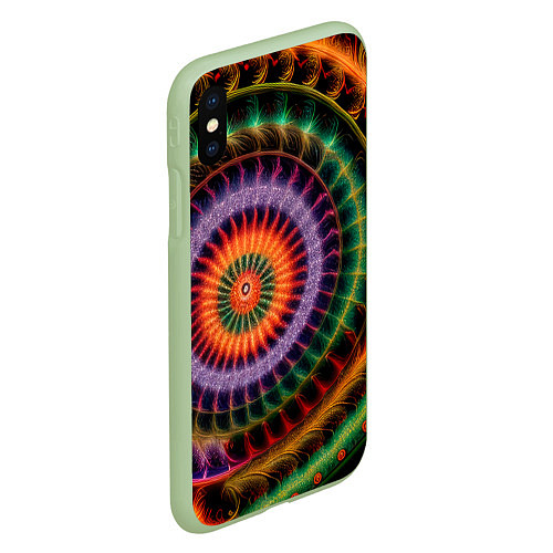 Чехол iPhone XS Max матовый Фрактальная абстракция / 3D-Салатовый – фото 2