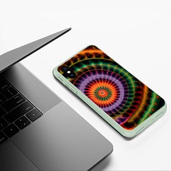 Чехол iPhone XS Max матовый Фрактальная абстракция, цвет: 3D-салатовый — фото 2