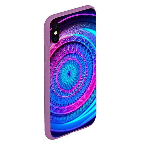 Чехол iPhone XS Max матовый Фрактальная абстракция 2 / 3D-Фиолетовый – фото 2