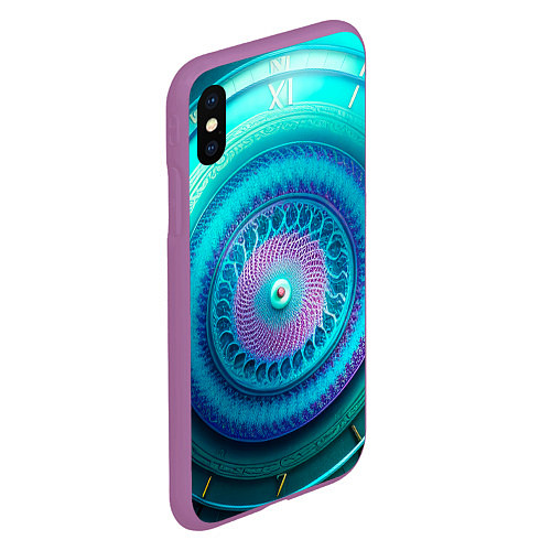 Чехол iPhone XS Max матовый Фрактальная абстракция 3 / 3D-Фиолетовый – фото 2