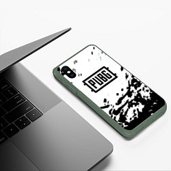 Чехол iPhone XS Max матовый PUBG black color splash game, цвет: 3D-темно-зеленый — фото 2