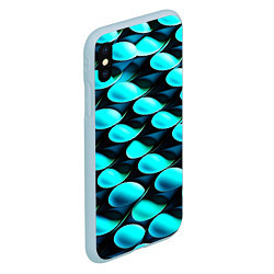 Чехол iPhone XS Max матовый Голубые чешуйки, цвет: 3D-голубой — фото 2