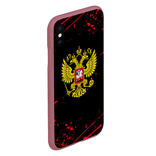 Чехол iPhone XS Max матовый Краски Россия герб / 3D-Малиновый – фото 2
