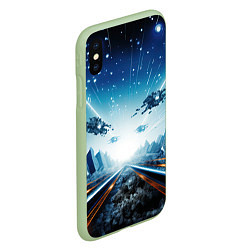 Чехол iPhone XS Max матовый Космическая абстракция, цвет: 3D-салатовый — фото 2