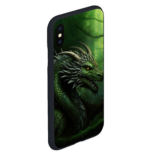 Чехол iPhone XS Max матовый Зеленый дракон символ 2024 / 3D-Черный – фото 2