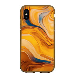 Чехол iPhone XS Max матовый Жидкая золотая текстура - нейросеть, цвет: 3D-коричневый