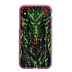 Чехол iPhone XS Max матовый Green and red slime, цвет: 3D-малиновый