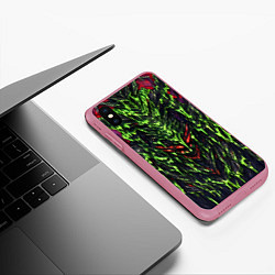 Чехол iPhone XS Max матовый Green and red slime, цвет: 3D-малиновый — фото 2