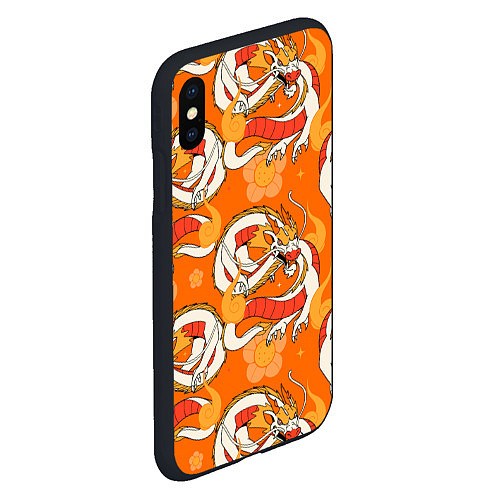 Чехол iPhone XS Max матовый Оранжевый дракон 2024 / 3D-Черный – фото 2